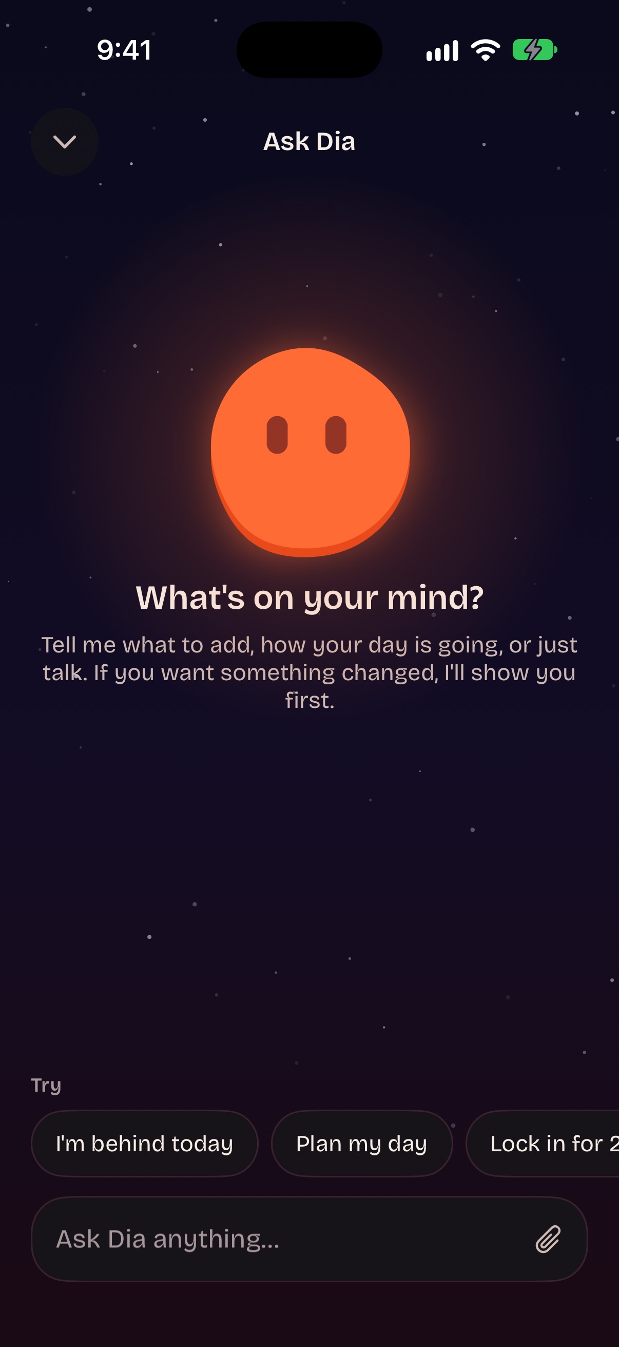 Dialed: Ask Dia screen